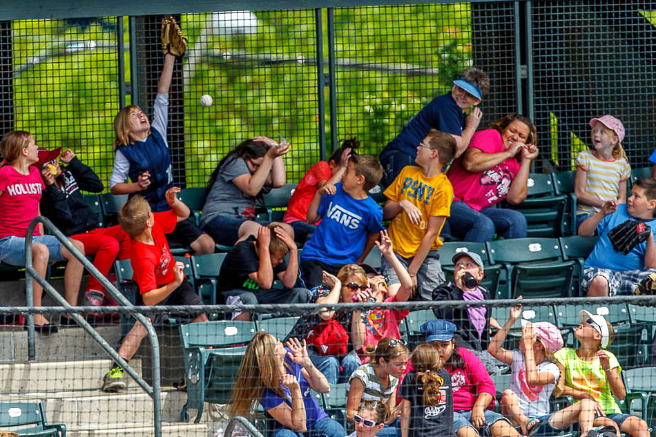 foul ball, kids day at Salt Lake Bees, SpringMobile Ballpark